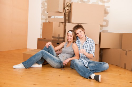 Removal truck and moving team serving a home in Todenmark