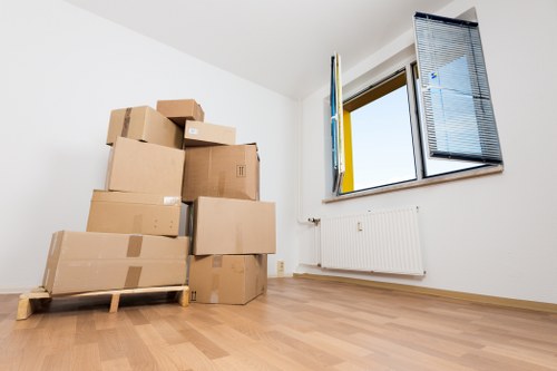 Office furniture and equipment prepared for a local commercial move
